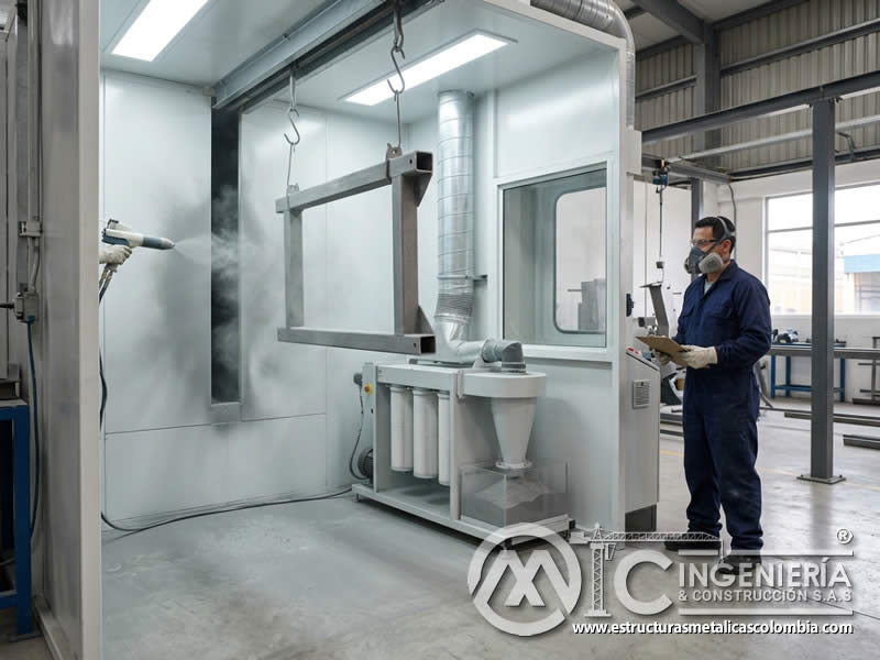 Recuperación de exceso de pintura en polvo con sandblasting en Bogotá, Colombia. Montajes, Ingeniería y Construcción. MIC SAS. Recuperación de exceso de pintura en polvo con sandblasting en Bogotá, Colombia. Montajes, Ingeniería y Construcción. MIC SAS.