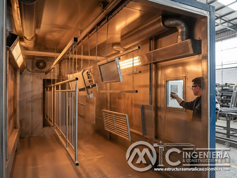 Aire caliente en horno de curado de pintura en polvo con distribución uniforme en Bogotá, Colombia. Montajes, Ingeniería y Construcción. MIC SAS. Aire caliente en horno de curado de pintura en polvo con distribución uniforme en Bogotá, Colombia. Montajes, Ingeniería y Construcción. MIC SAS.
