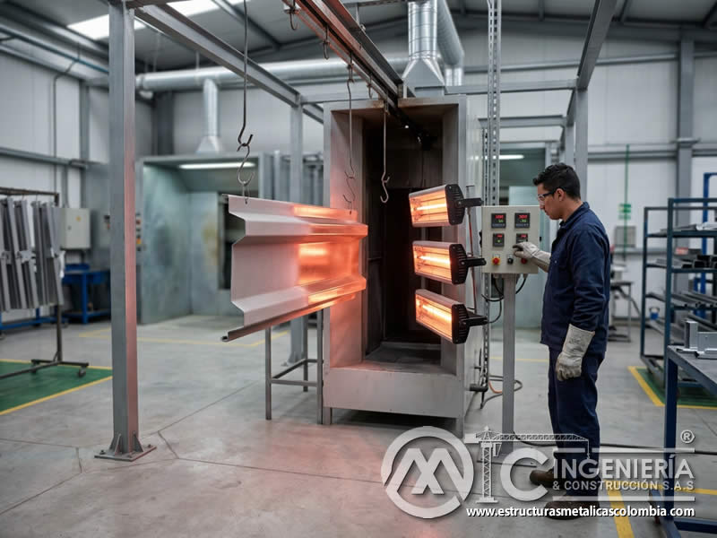 Curado infrarrojo de pintura en polvo con calentamiento superficial de metal en Bogotá, Colombia. Montajes, Ingeniería y Construcción. MIC SAS. Curado infrarrojo de pintura en polvo con calentamiento superficial de metal en Bogotá, Colombia. Montajes, Ingeniería y Construcción. MIC SAS.
