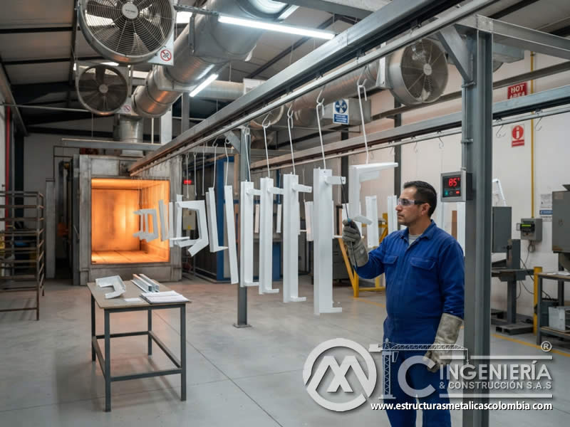 Enfriamiento controlado de pintura en polvo después de horno de curado final sobre metal en Bogotá, Colombia. Montajes, Ingeniería y Construcción. MIC SAS. Enfriamiento controlado de pintura en polvo después de horno de curado final sobre metal en Bogotá, Colombia. Montajes, Ingeniería y Construcción. MIC SAS.