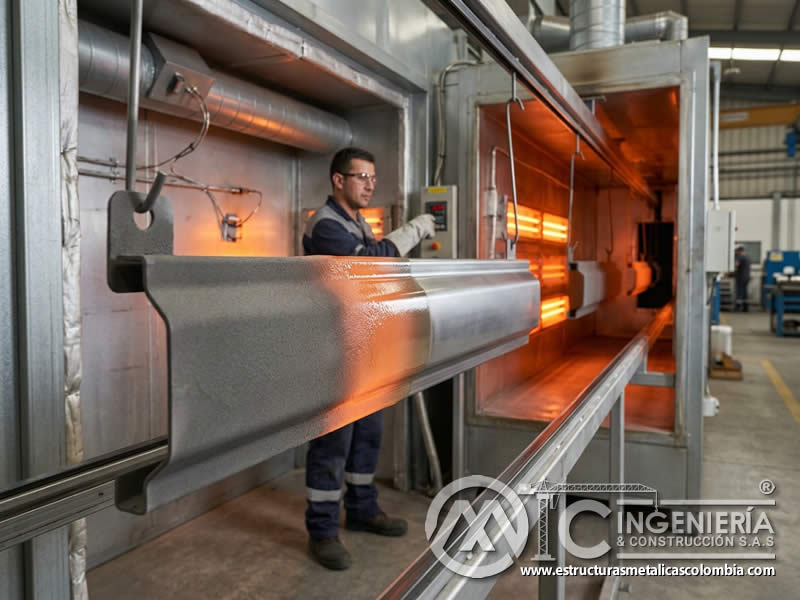 Fusión de resina de pintura en polvo durante horno de curado para recubrimiento metálico en Bogotá, Colombia. Montajes, Ingeniería y Construcción. MIC SAS. Fusión de resina de pintura en polvo durante horno de curado para recubrimiento metálico en Bogotá, Colombia. Montajes, Ingeniería y Construcción. MIC SAS.