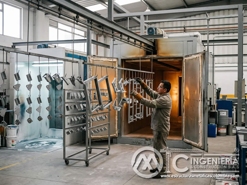 Rieles y estantes de horno de curado para organizar piezas de pintura en polvo en Bogotá, Colombia. Montajes, Ingeniería y Construcción. MIC SAS. Rieles y estantes de horno de curado para organizar piezas de pintura en polvo en Bogotá, Colombia. Montajes, Ingeniería y Construcción. MIC SAS.