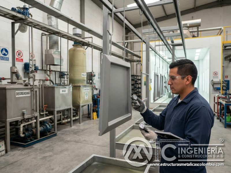 Conversión química de superficie metálica como pretratamiento para pintura en polvo y base compatible del recubrimiento en Bogotá, Colombia. Montajes, Ingeniería y Construcción. MIC SAS. Conversión química de superficie metálica como pretratamiento para pintura en polvo y base compatible del recubrimiento en Bogotá, Colombia. Montajes, Ingeniería y Construcción. MIC SAS.