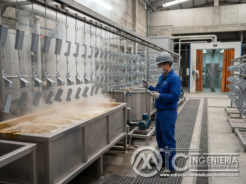 Fosfatizado de zinc en piezas metálicas para pretratamiento de pintura en polvo con mayor resistencia anticorrosiva en Bogotá, Colombia. Montajes, Ingeniería y Construcción. MIC SAS. Fosfatizado de zinc en piezas metálicas para pretratamiento de pintura en polvo con mayor resistencia anticorrosiva en Bogotá, Colombia. Montajes, Ingeniería y Construcción. MIC SAS.