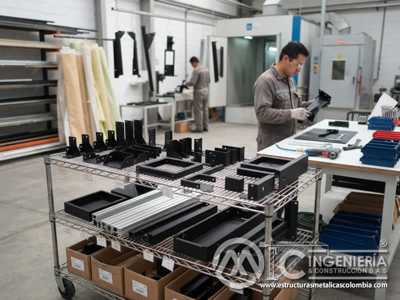Pieza metalica con poliuretano para ambientes comerciales e industriales en Bogotá, Colombia. Montajes, Ingeniería y Construcción. MIC SAS.
