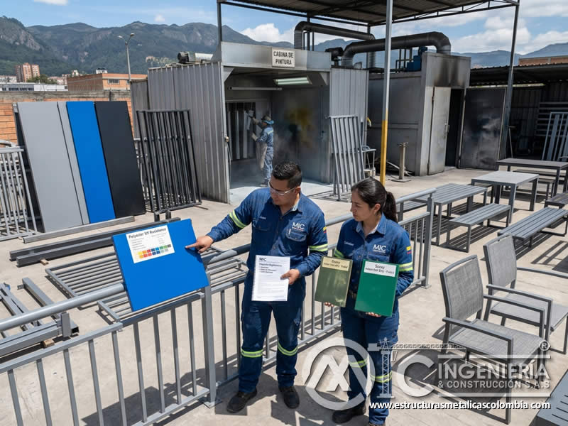 Pintura en polvo aplicaciones especificas donde poliéster preferible epoxi en Bogotá, Colombia. Montajes, Ingeniería y Construcción. MIC SAS.