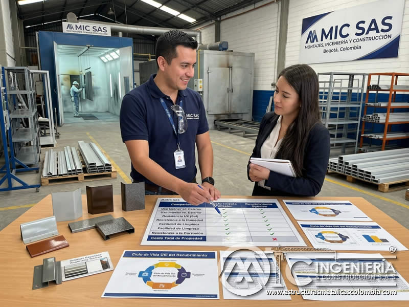 Pintura en polvo influencia ciclo vida útil eleccion poliéster epoxi metalico en Bogotá, Colombia. Montajes, Ingeniería y Construcción. MIC SAS.