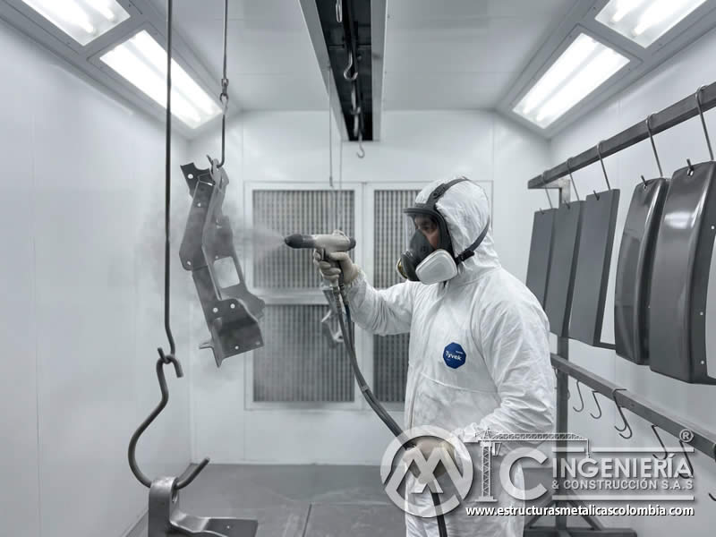 Aplicación electrostática para recubrimientos mate y brillantes metálico Bogotá en Bogotá, Colombia. Montajes, Ingeniería y Construcción. MIC SAS.