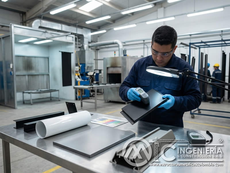 Calidad visual en recubrimientos mate brillantes y satinados pintura en polvo en Bogotá, Colombia. Montajes, Ingeniería y Construcción. MIC SAS.