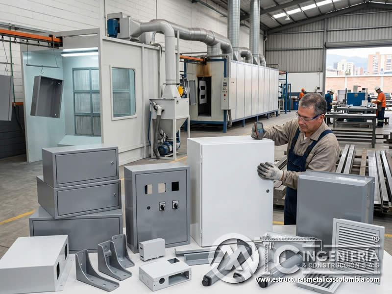 Pintura en polvo aplicaciones especificas epoxi poliéster industrial metalico en Bogotá, Colombia. Montajes, Ingeniería y Construcción. MIC SAS.