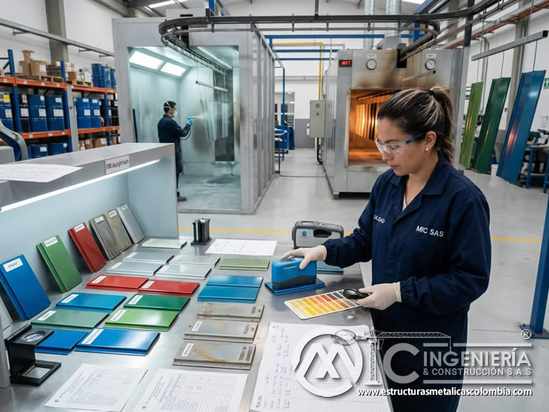 Pintura en polvo durabilidad estabilidad color pinturas epoxi poliéster final en Bogotá, Colombia. Montajes, Ingeniería y Construcción. MIC SAS.