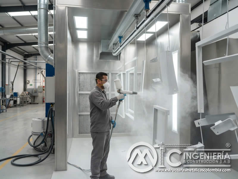 Cabina de aplicación para acabados epoxi poliéster uniformes pintura en polvo en Bogotá, Colombia. Montajes, Ingeniería y Construcción. MIC SAS. Cabina de aplicación para acabados epoxi poliéster uniformes pintura en polvo en Bogotá, Colombia. Montajes, Ingeniería y Construcción. MIC SAS.