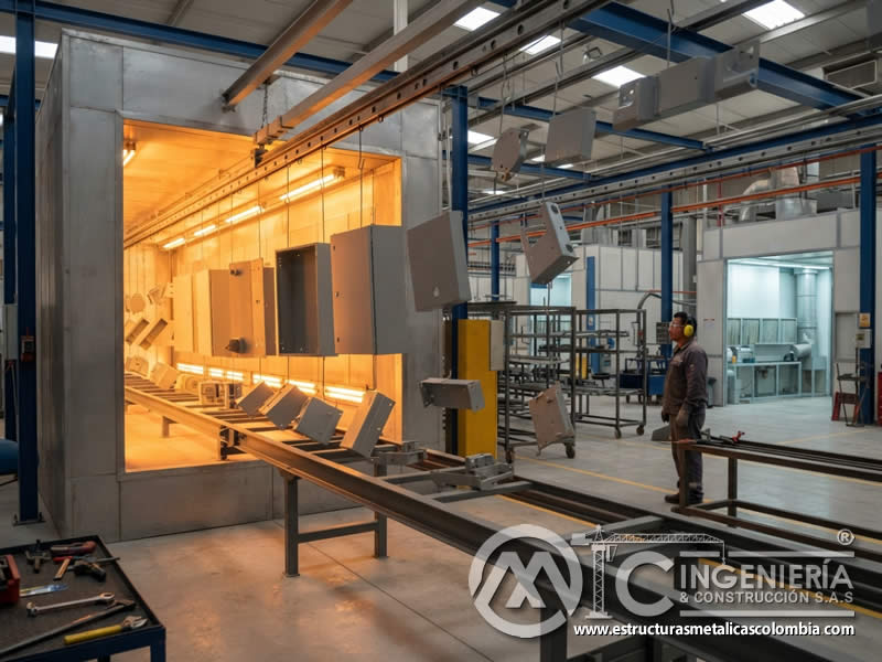 Curado en horno de recubrimiento resistente a químicos en acero metálico Bogotá en Bogotá, Colombia. Montajes, Ingeniería y Construcción. MIC SAS. Curado en horno de recubrimiento resistente a químicos en acero metálico Bogotá en Bogotá, Colombia. Montajes, Ingeniería y Construcción. MIC SAS.