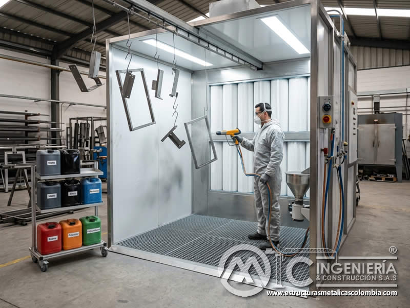 Cabina de aplicación configurada para distintos tipos de pintura en polvo en Bogotá, Colombia. Montajes, Ingeniería y Construcción. MIC SAS. Cabina de aplicación configurada para distintos tipos de pintura en polvo en Bogotá, Colombia. Montajes, Ingeniería y Construcción. MIC SAS.