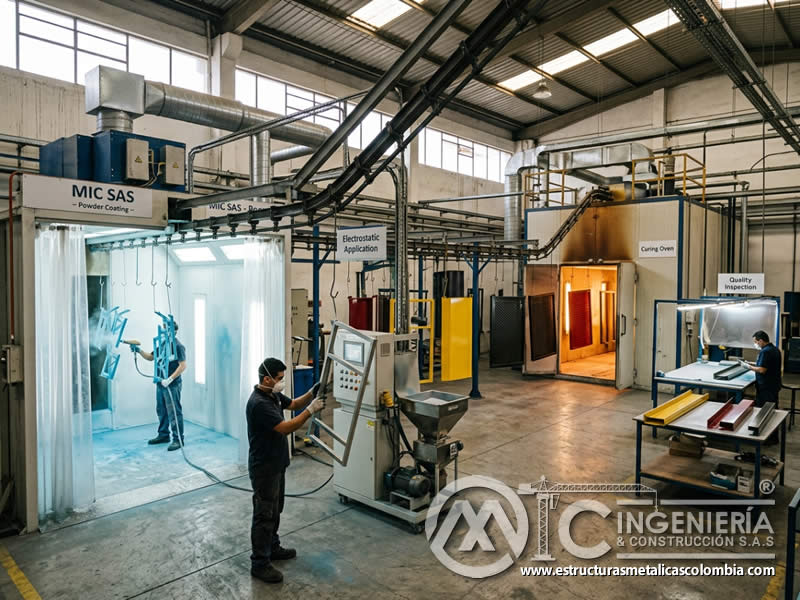 Equipamiento especializado pintura en polvo costos proceso final alta total en Bogotá, Colombia. Montajes, Ingeniería y Construcción. MIC SAS. Equipamiento especializado pintura en polvo costos proceso final alta total en Bogotá, Colombia. Montajes, Ingeniería y Construcción. MIC SAS.