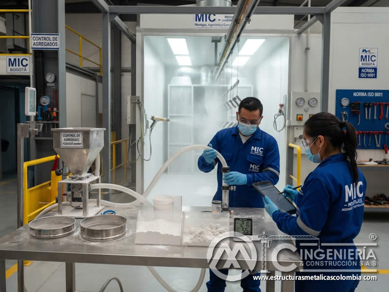 Aglomeracion polvo pintura electrostática control aplicación técnico final en Bogotá, Colombia. Montajes, Ingeniería y Construcción. MIC SAS. Aglomeracion polvo pintura electrostática control aplicación técnico final en Bogotá, Colombia. Montajes, Ingeniería y Construcción. MIC SAS.