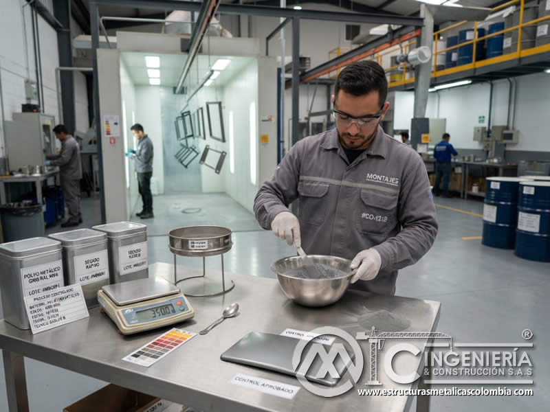 Mezcla polvo pintura calidad recubrimiento metalico técnico total industrial en Bogotá, Colombia. Montajes, Ingeniería y Construcción. MIC SAS. Mezcla polvo pintura calidad recubrimiento metalico técnico total industrial en Bogotá, Colombia. Montajes, Ingeniería y Construcción. MIC SAS.
