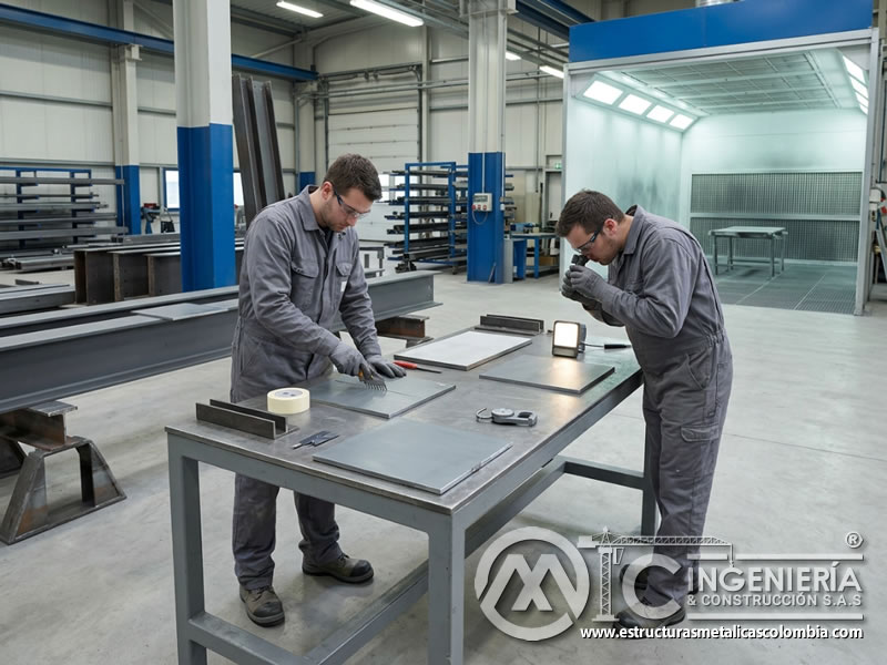 Pruebas de durabilidad de recubrimiento industrial sobre metal en Bogotá, Colombia. Montajes, Ingeniería y Construcción. MIC SAS.