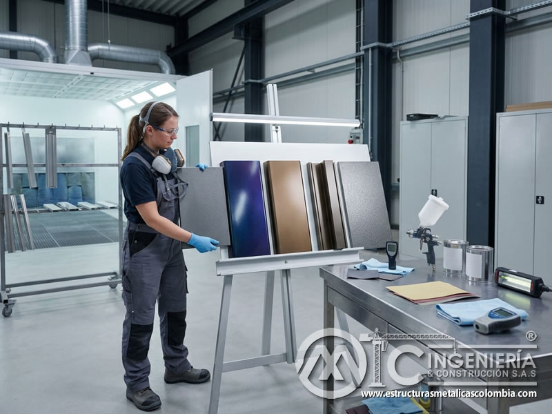 Efectos especiales de pintura industrial en estructuras metálicas en Bogotá, Colombia. Montajes, Ingeniería y Construcción. MIC SAS.