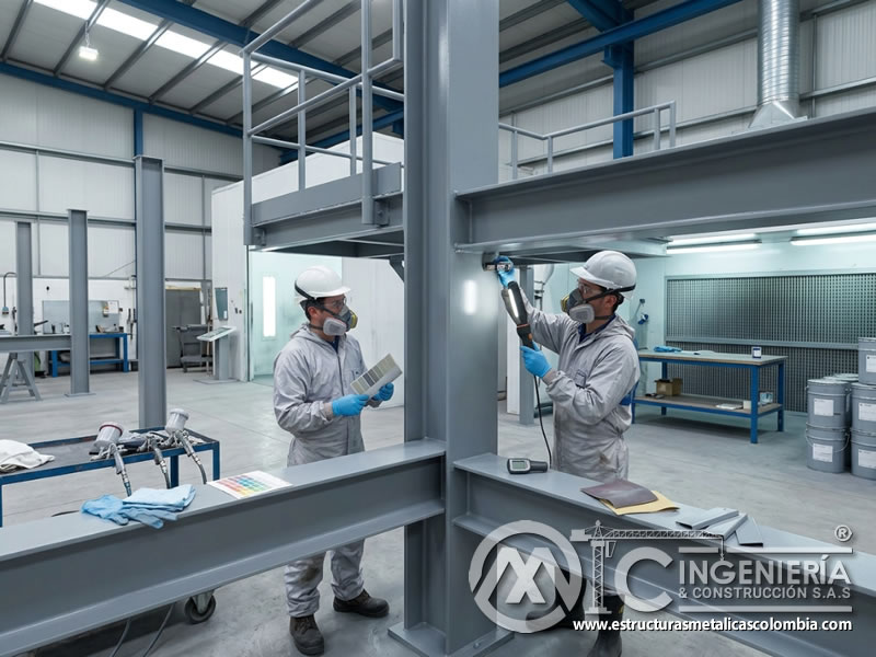Cobertura y uniformidad de pintura industrial sobre metal en Bogotá, Colombia. Montajes, Ingeniería y Construcción. MIC SAS.