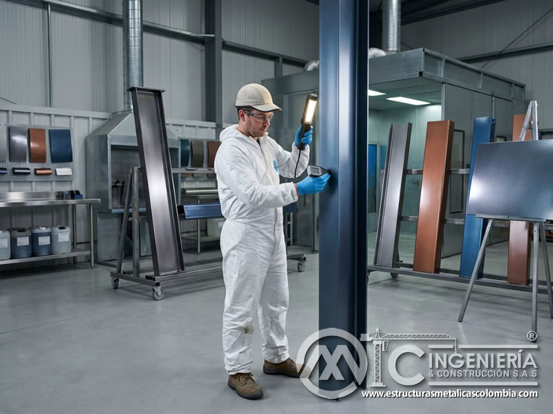 Acabado metálico y perlado en pintura industrial para acero en Bogotá, Colombia. Montajes, Ingeniería y Construcción. MIC SAS.