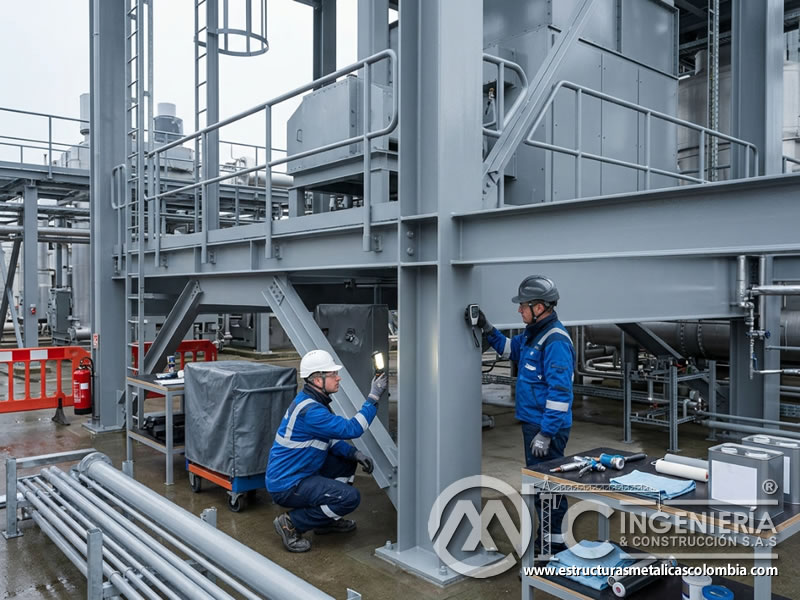 Pintura industrial resistente a clima adverso en metal en Bogotá, Colombia. Montajes, Ingeniería y Construcción. MIC SAS.
