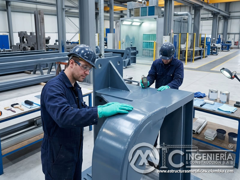 Poliuretano industrial resistente al desgaste en estructuras metálicas en Bogotá, Colombia. Montajes, Ingeniería y Construcción. MIC SAS.