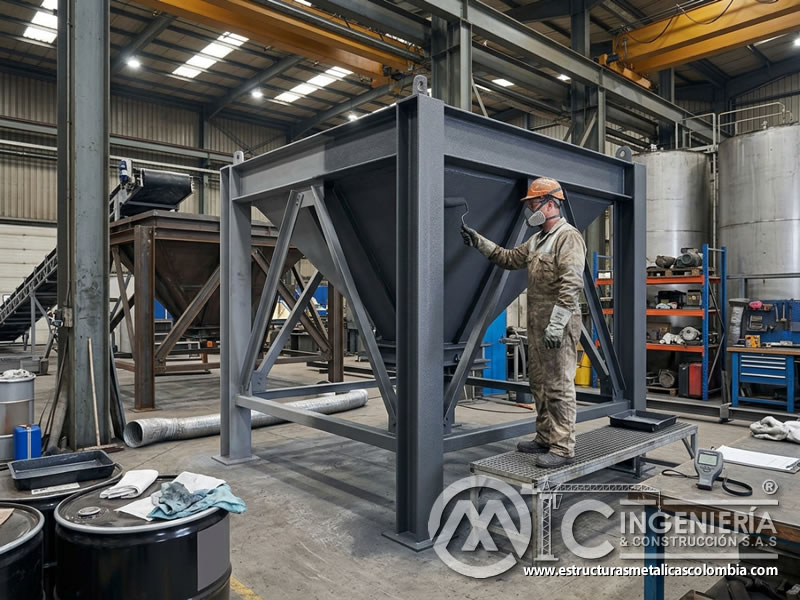 Pintura industrial para minería y abrasión en estructuras metálicas en Bogotá, Colombia. Montajes, Ingeniería y Construcción. MIC SAS.