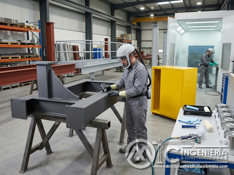 Acabados funcionales en pintura industrial para metal en Bogotá, Colombia. Montajes, Ingeniería y Construcción. MIC SAS.