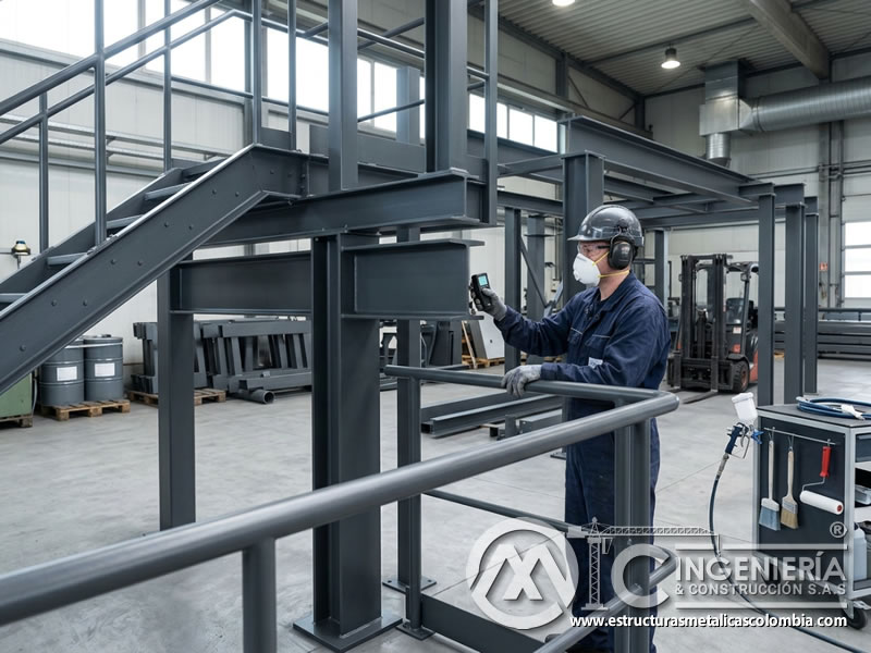 Pintura industrial en construcción y arquitectura metálica en Bogotá, Colombia. Montajes, Ingeniería y Construcción. MIC SAS.