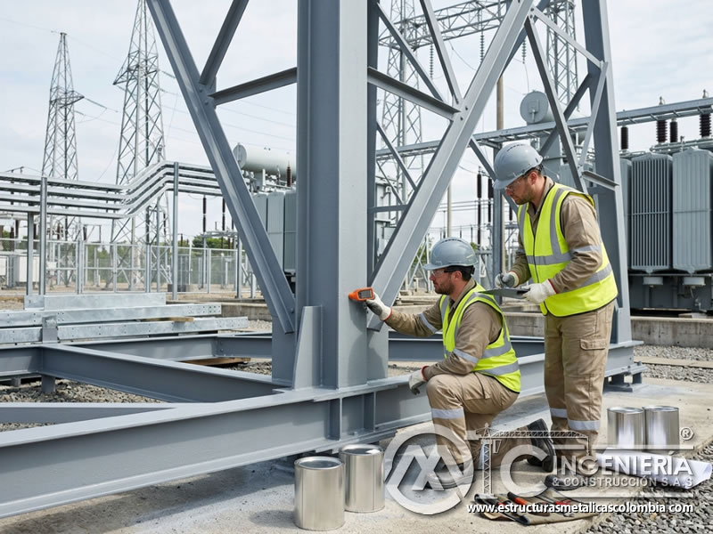 Recubrimiento industrial en sector energético para estructuras metálicas en Bogotá, Colombia. Montajes, Ingeniería y Construcción. MIC SAS.