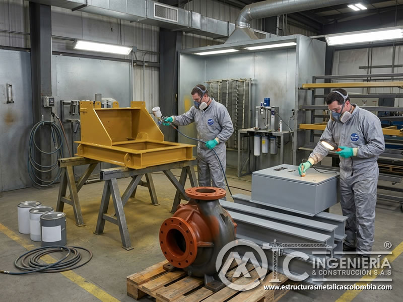Pintura industrial en maquinaria y equipos metálicos en Bogotá, Colombia. Montajes, Ingeniería y Construcción. MIC SAS.
