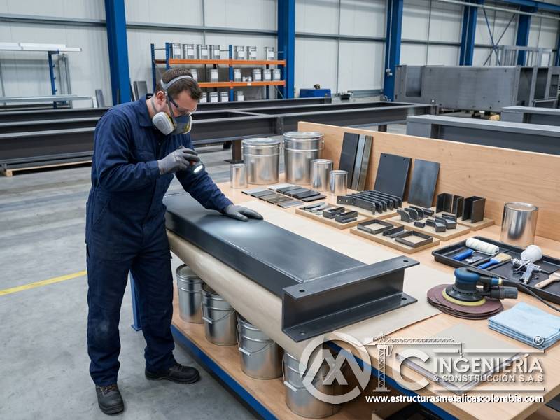 Cálculo de materiales, rendimiento y preparación para pintura industrial en Bogotá, Colombia. Montajes, Ingeniería y Construcción. MIC SAS.