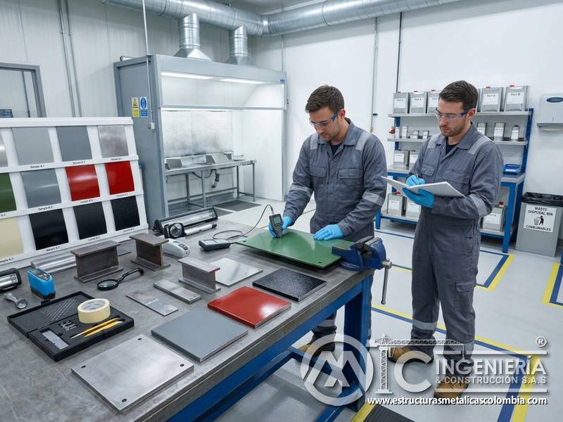 Pruebas y ensayos de laboratorio para recubrimientos industriales en Bogotá, Colombia. Montajes, Ingeniería y Construcción. MIC SAS.