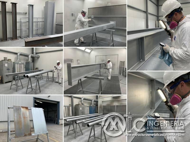 Protección con pintura rica en zinc industrial en Bogotá, Colombia. Montajes, Ingeniería y Construcción. MIC SAS.