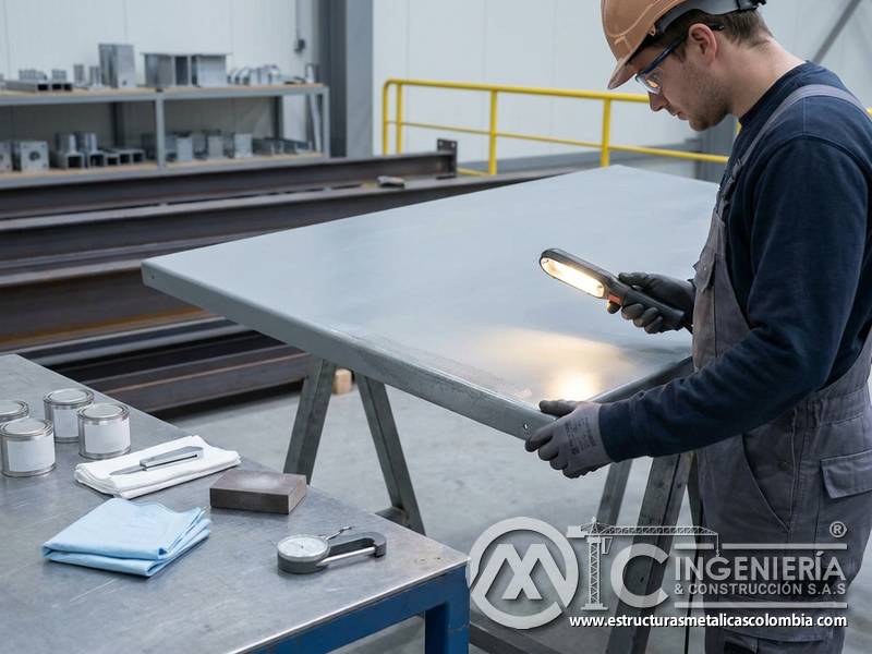 Inspección de textura de pintura industrial en Bogotá, Colombia. Montajes, Ingeniería y Construcción. MIC SAS.