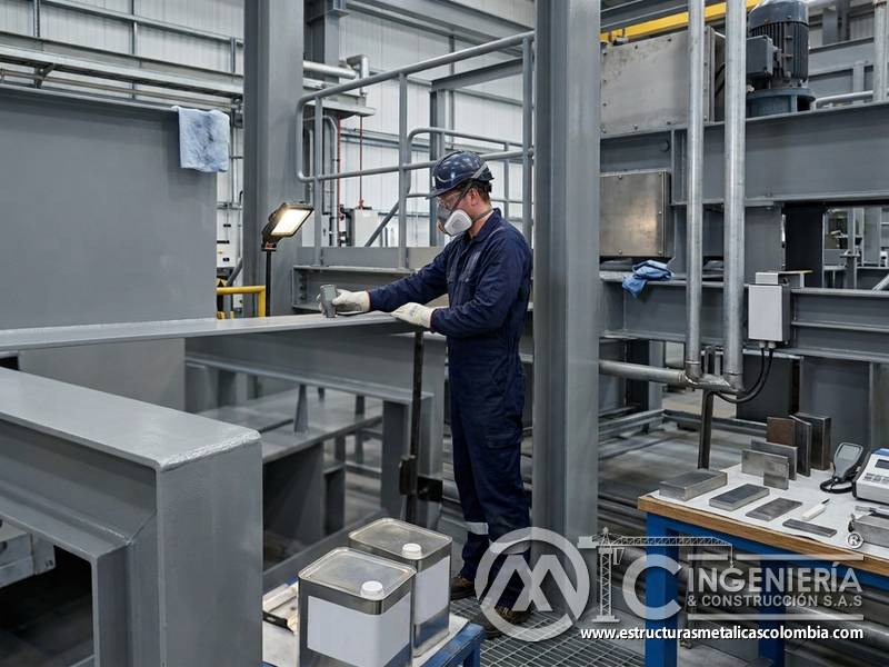 Medición de espesor según norma de pintura industrial en Bogotá, Colombia. Montajes, Ingeniería y Construcción. MIC SAS.
