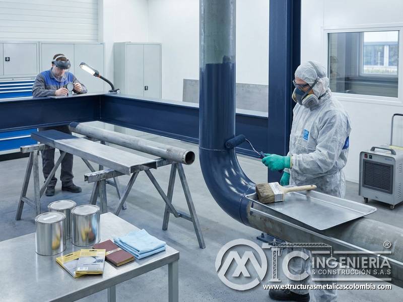 Repintado anticorrosivo industrial en Bogotá, Colombia. Montajes, Ingeniería y Construcción. MIC SAS.