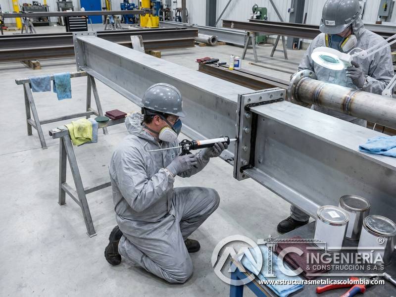 Sellado anticorrosivo de uniones metálicas en Bogotá, Colombia. Montajes, Ingeniería y Construcción. MIC SAS.