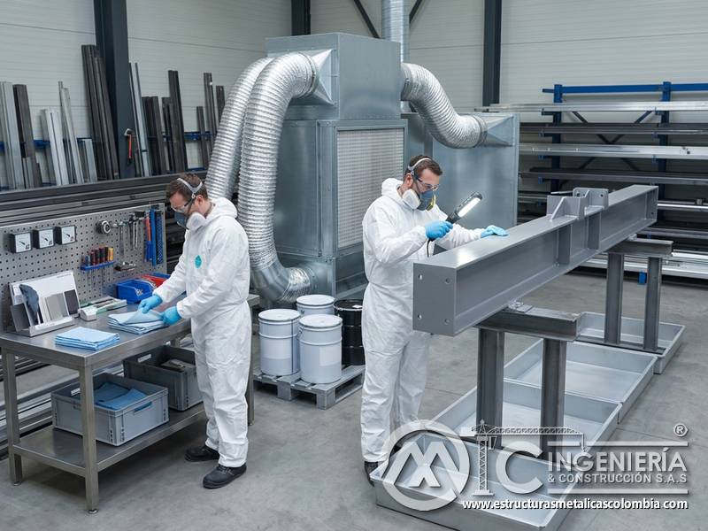 Contención, ventilación y superficies metálicas listas para operar con recubrimientos industriales en Bogotá, Colombia. Montajes, Ingeniería y Construcción. MIC SAS.