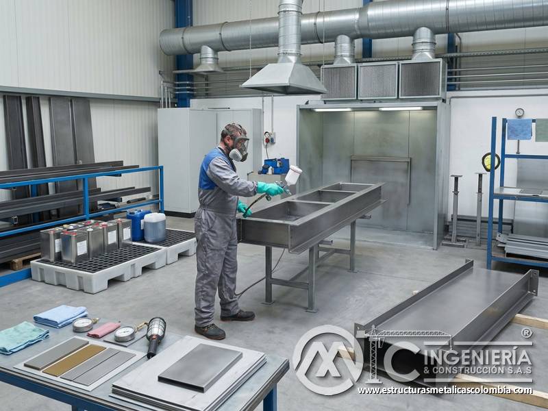Control de solventes tóxicos, EPP y ventilación activa en pintura industrial en Bogotá, Colombia. Montajes, Ingeniería y Construcción. MIC SAS.