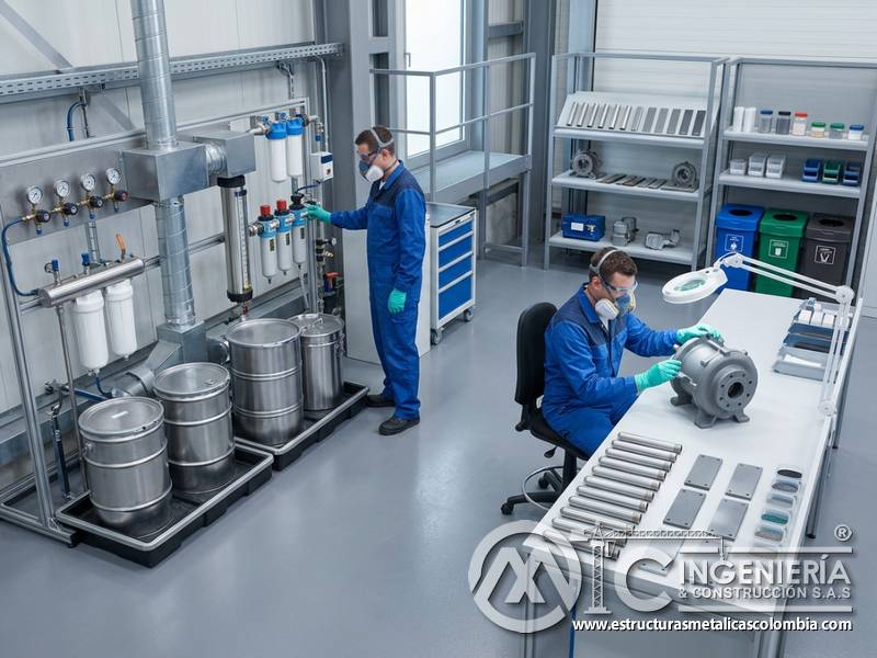 Aguas residuales controladas con tecnologías limpias y trazabilidad en pintura industrial en Bogotá, Colombia. Montajes, Ingeniería y Construcción. MIC SAS.