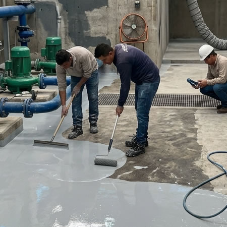 Recubrimiento epóxico con resina y endurecedor para formar películas adherentes y resistentes en Bogotá, Colombia. Montajes, Ingeniería y Construcción. MIC SAS.