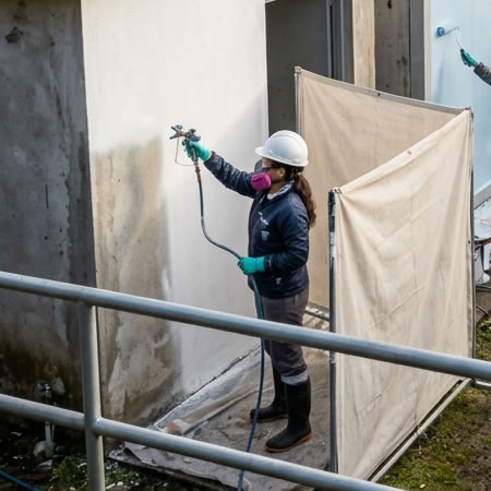 Recubrimiento acrílico base agua con bajo COV, estabilidad de color y aplicación sencilla en Bogotá, Colombia. Montajes, Ingeniería y Construcción. MIC SAS.