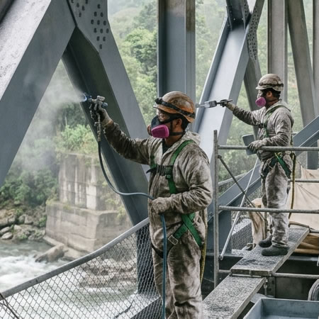 Recubrimiento con polvo de zinc que actúa como ánodo de sacrificio contra la corrosión en Bogotá, Colombia. Montajes, Ingeniería y Construcción. MIC SAS.