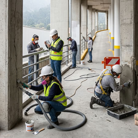 Corrección de fisuras, grietas, ampollas, picaduras, corrosión y deformaciones del sustrato en Bogotá, Colombia. Montajes, Ingeniería y Construcción. MIC SAS.