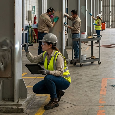 Inspección y limpieza programadas para retirar contaminantes sin dañar el recubrimiento en Bogotá, Colombia. Montajes, Ingeniería y Construcción. MIC SAS.