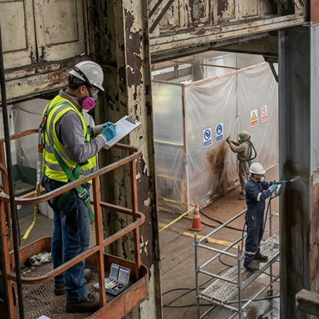 Evaluación de desgaste, adherencia, corrosión y compatibilidad antes de programar el repintado en Bogotá, Colombia. Montajes, Ingeniería y Construcción. MIC SAS.