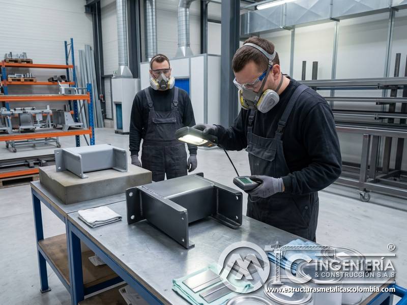 Procedimientos claros, personal protegido y superficies metálicas listas para uso con pintura industrial en Bogotá, Colombia. Montajes, Ingeniería y Construcción. MIC SAS.
