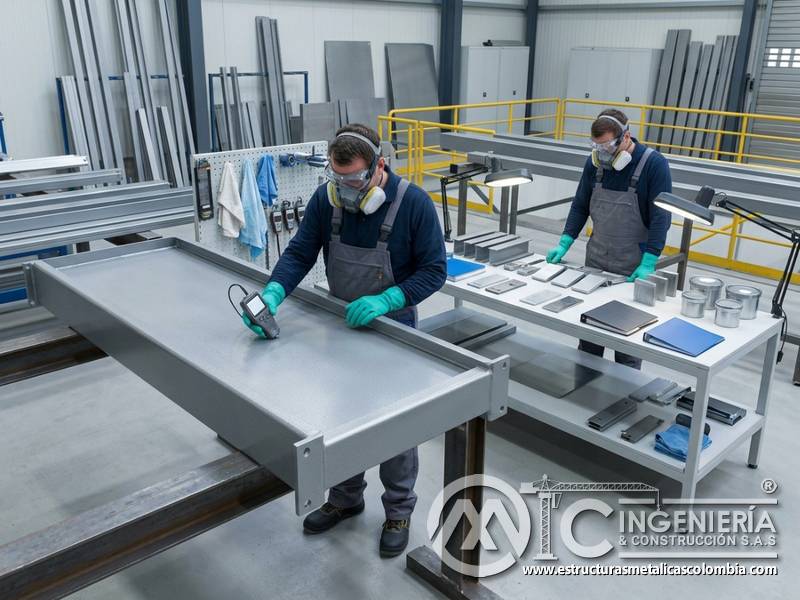 Recubrimientos documentados y medición de espesores para cumplimiento técnico en metal en Bogotá, Colombia. Montajes, Ingeniería y Construcción. MIC SAS.